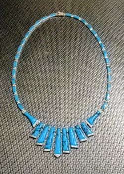 .950 Silver and Turquoise Inlay fringe necklace