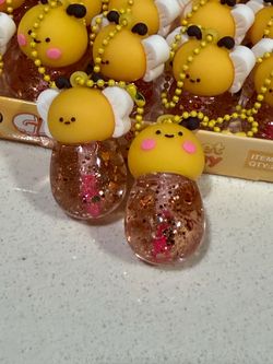 Cute Bee Glitter Lip Gloss Keychains