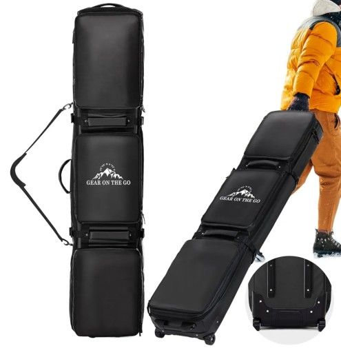 Double Rolling Ski Bag Padded Waterproof Snowboard Bag with Wheels for Air