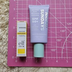 SPF30 SUNSCREEN + MAKEUP PRIMER & SPF50+ COLLAGEN GLOW 100% MINERAL SUNSCREEN + Deluxe Sample Of Shiseido Sunscreen 