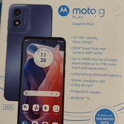 AT&T Prepaid Motorola Moto G Play (2024) in Sapphire Blue.   BRAND NEW IN BOX 