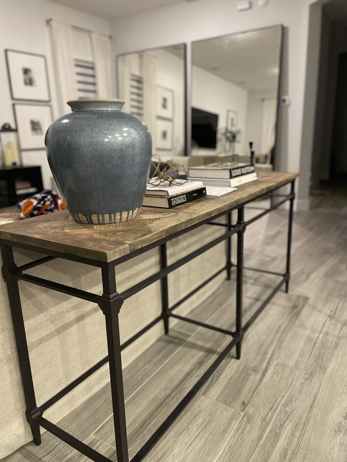 Pottery Barn Parquet Reclaimed Wood Console Table