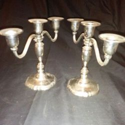 Silver plate candle holders (2)