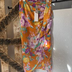 LUSH Clothing, Co. High Waisted Floral Print Skirt, Size: L