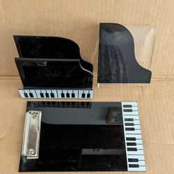 Desk Office Accessories Plastic Piano Keyboard Theme Clipboard File Notepad 