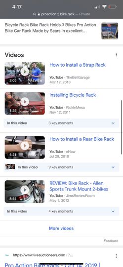 Pro action Proaction Bike Rack Holder For Sedans for Sale in Poway