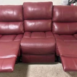 Red Faux Leather Couch 