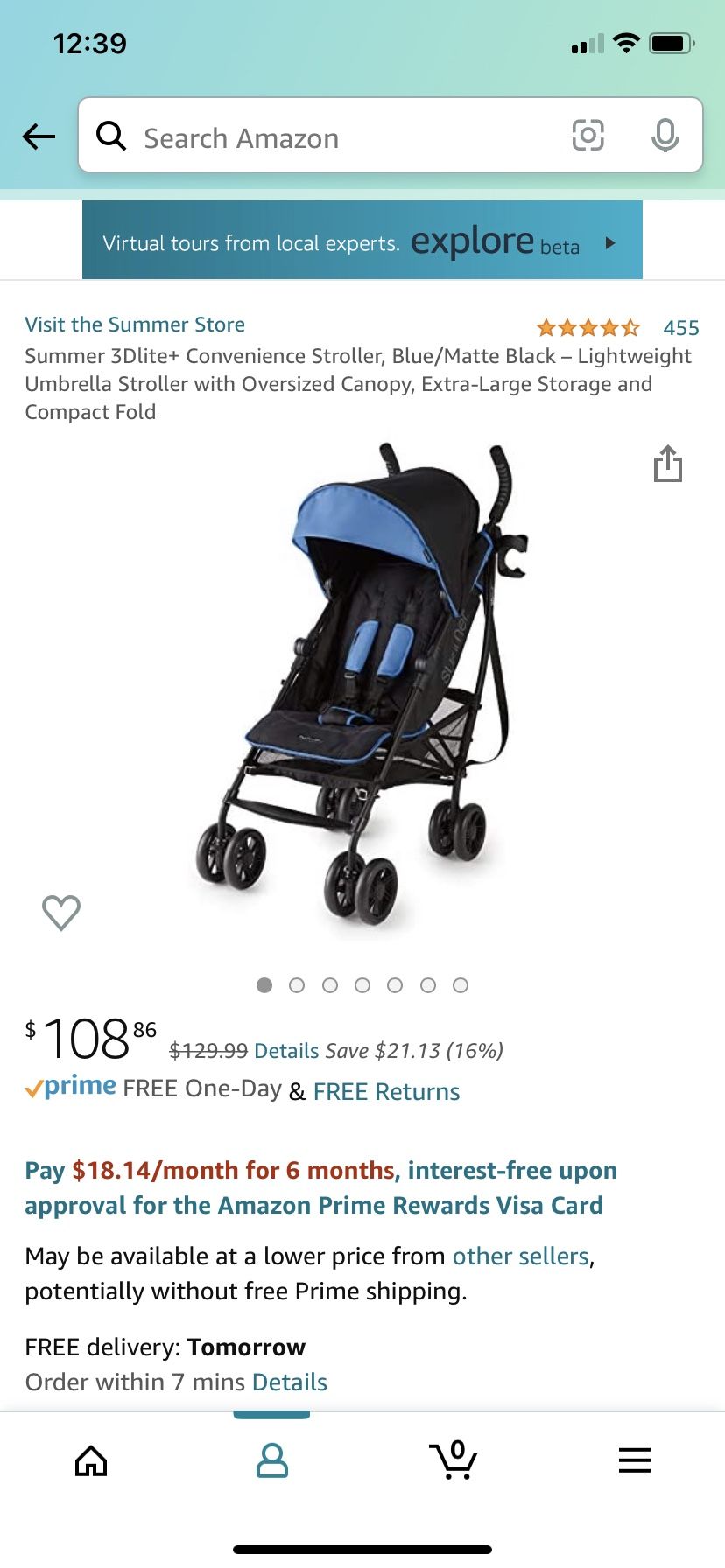 Summer 3Dlite+ Convenience Stroller, Blue/Matte Black