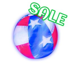 🆕 PoolCandy Stars & Stripes Illuminated LED Jumbo Beach Ball NEW Jumbo