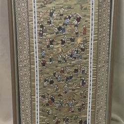 Vintage Framed Chinese Hand Embroidered Silk Panel One Hundred Children at Play 14,5x 27”