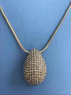 Ladies Crystal Teardrop Pendant with Adjustable Length Chain -Gold Plate *Pickup Boca Raton