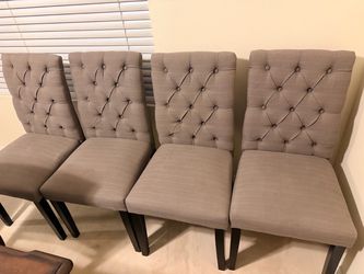 Set of 4 Tufted High-Back Dining Chairs
