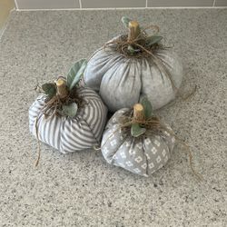 Farmhouse Fall Halloween Home Decor Fabric Gray & White Pumpkin set! OCOTILLO & COOPER- PICK UP ONLY 