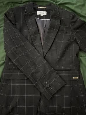 Calvin Klein Blazer - White and Blue Plaid Stitching