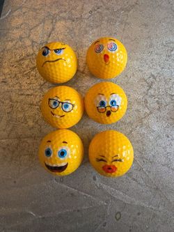 Mojifly Emoji Golf Balls - 6 Balls - kids novelty yellow Balls  Some Marks