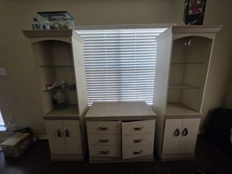 3-Piece Entertainment Center / Wall Unit with Glass Shelves & Storage