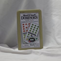 Mexican Train Dominoes Double 12 Jumbo Color Dot Set in Tin by Cardinal