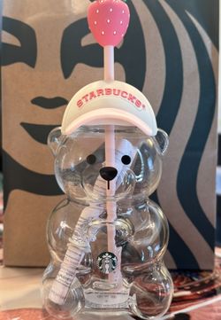 Starbucks Pink Bearista Glass Tumbler Cup