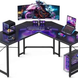  L Shaped Gaming Desk, Corner Desk Gaming Table for Home Office, Computer Desk Sturdy Writing Workstation for Small Space, Easy to Assemble, 51 inch, 
