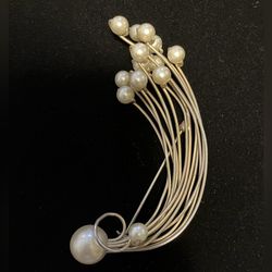 Vtg 3" LARGE BIG FLOWER ON STEM Brooch Pin