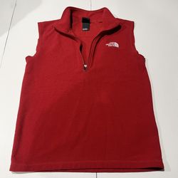 The North Face Red shirt vest pullover 1/4 zip warm red mens small no damage