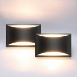Black Modern LED Wall Sconce Hardwired Indoor Wall Lights Set of 2 Up and Down Wall Mount Light for Living Room Bedroom Hallway Corridor Conser