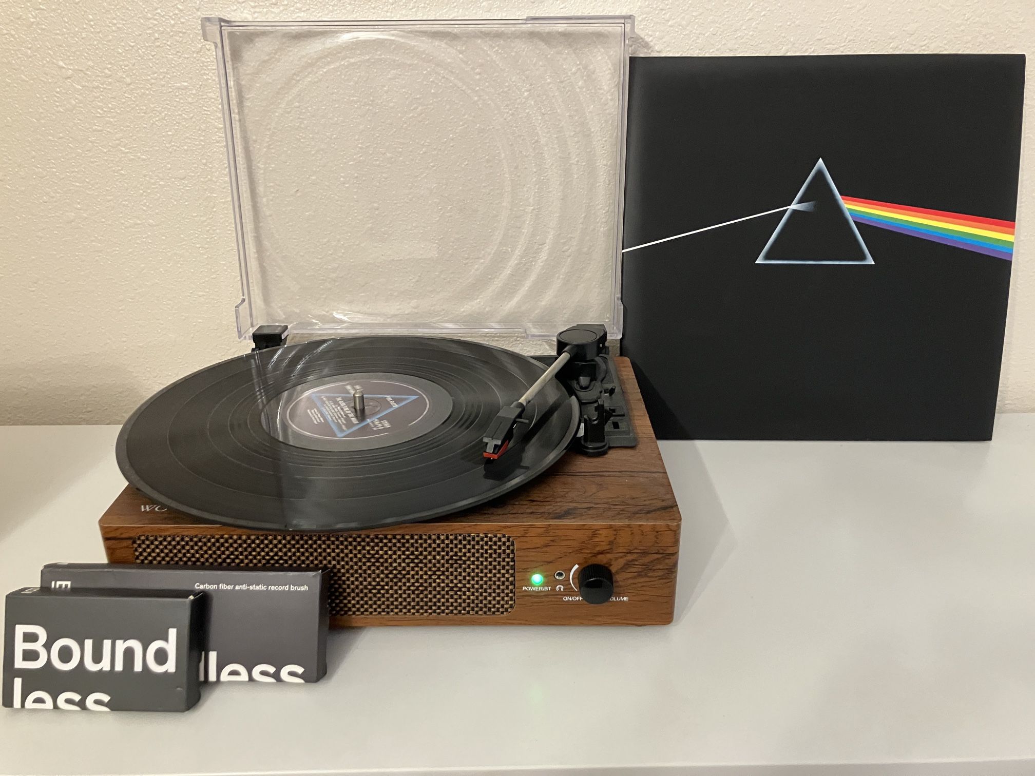 Wockoder Vinyl Record Player With Brushes And 50+ Vinyl Records