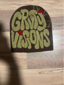 Brown and green graphic beanie size small