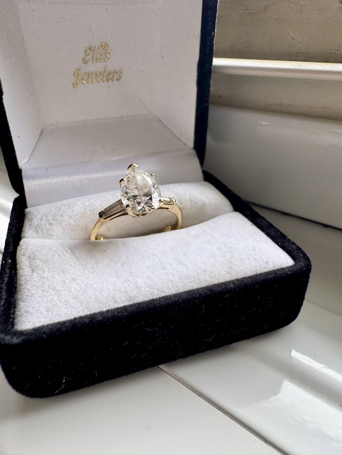 Moissanite Pear Shape Gold Engagement Ring