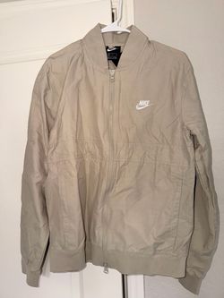 Mens Large Nike Bomber Jacket Tan Full Zip