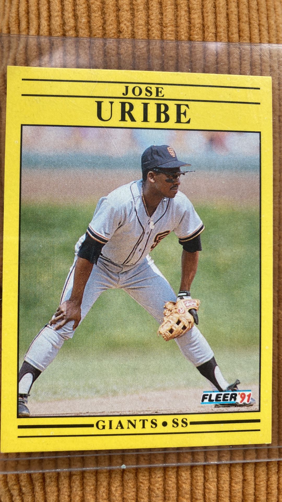 Jose Uribe Rare Error Baseball Card fleer 91
