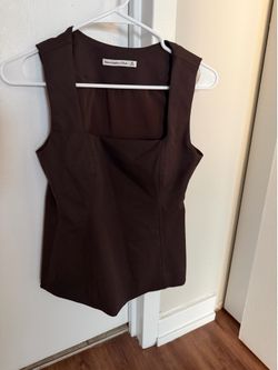 Abercrombie & Fitch Square Neck Sleeveless Brown Tank Top