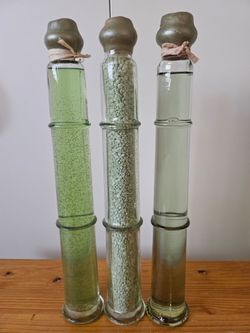 Decorative Green Glass Bottles Set of 3