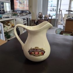 Chivas Regal Scotch Whiskey Aged 12 Years Logo On Both Sides Ceramic Pitcher 7"H Holds 32 OZ Dishwasher Safe 