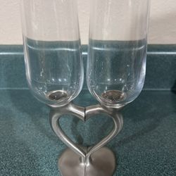 Champagne Flutes-Heart Shaped 