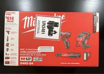 Milwaukee M12 12V Lithium-Ion Cordless Combo Kit (4-Tool) 2492-24