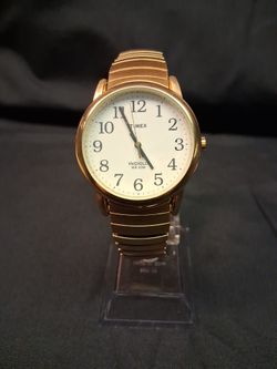 Timex Stretchy  Easy Reader, Men's, Gold Expansion adjustable Band, Indiglo, Date