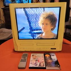 Magnavox 20" CRT Triple Play TV/DVD/VCR VHS Combo With Original Remote-Yellow