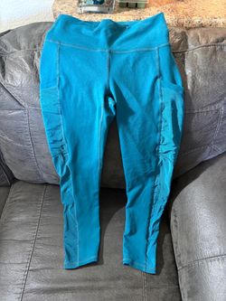 Fabletics Teal Mesh Leggings with Pockets