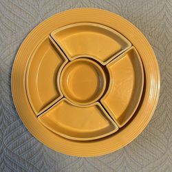 Antique Fiesta HLC Yellow Combo Platter and Lazy Susan 