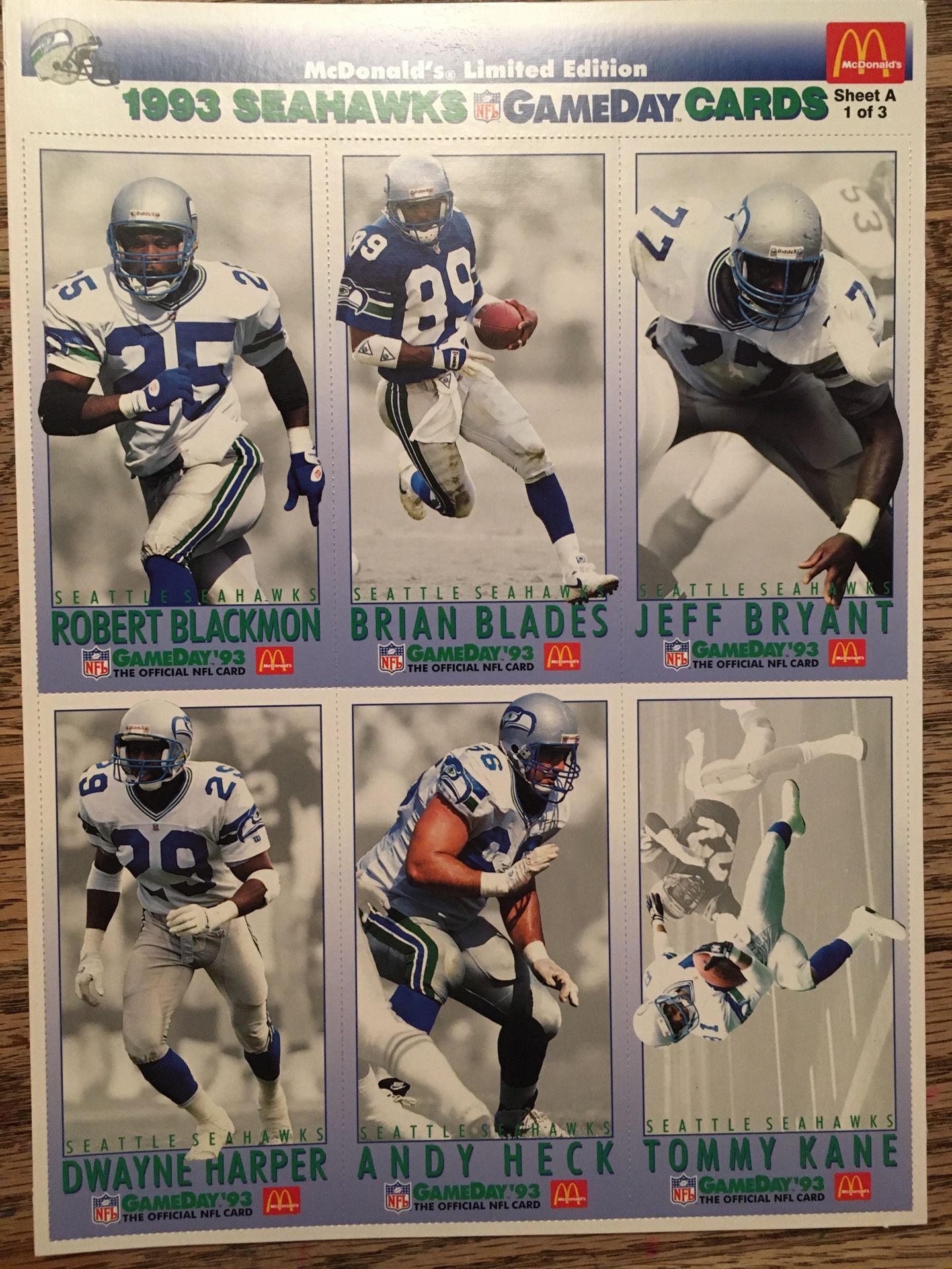 1993 McDonald’s LE Seahawks GameDay Cards