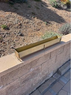 Gold Metal Planter Box w/ Stand (Long ~36”) – Modern Decor