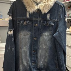 Distressed Denim Jacket (XL)