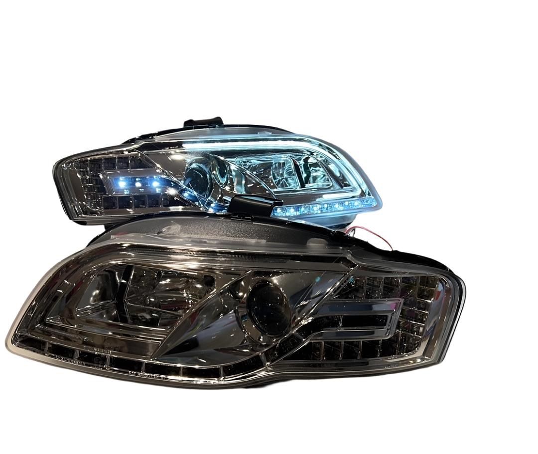 06 07 and 08 Audi A4 S4 Quattro Chrome Projector Headlights Luz Micas Calaveras Cromada La Zona Auto Parts