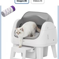 New-PetPivot Open Top Self Cleaning Cat Litter Box, Automatic Litter Box with 7 Pairs of Safety Sensors, Anti-Pinch Protection and Easy Access Step fo