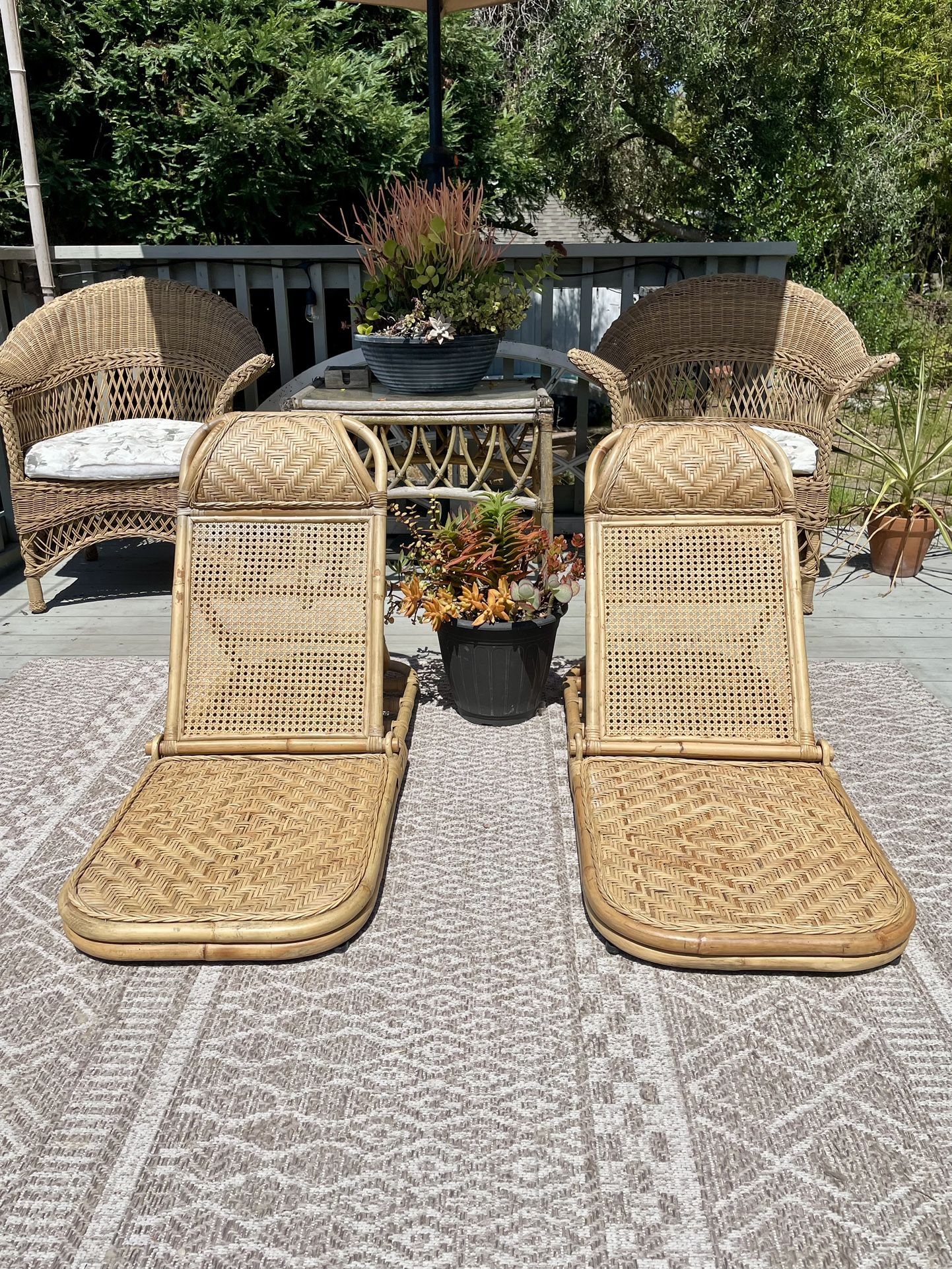 Rattan Adjustable Folding Beach Chairs