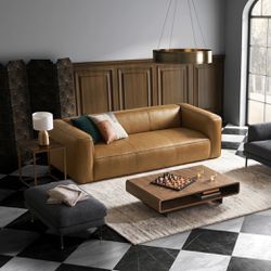 Castlery Brown Leather Sofa