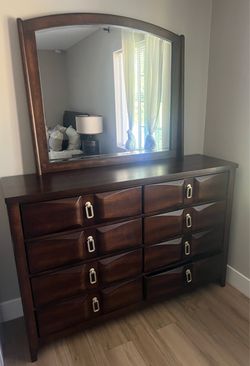Dark Wood Dresser with Mirror