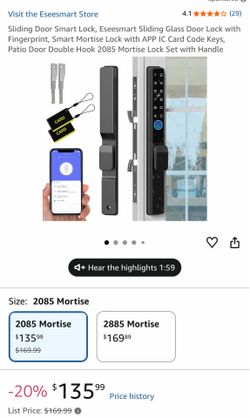 Eseesmart Smart Sliding Door Lock with Fingerprint, Key, Card, Code & App. Brand new.