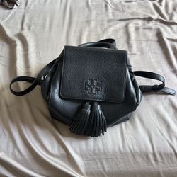 Tory Burch Thea Pebbled Leather Tassel Backpack